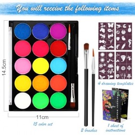 talifoca Peinture Corporelle Lumineux pour Visage Corps, 15 Couleurs Palette de Maquillage Fluo Fluorescents UV pour Enfants 