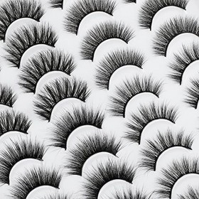 Molain 20 paires faux cils 4 styles naturel croissance longue moelleux cils 3D volume faux vison cils pour femmes et filles 