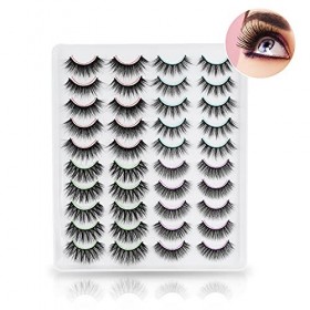 Molain 20 paires faux cils 4 styles naturel croissance longue moelleux cils 3D volume faux vison cils pour femmes et filles 