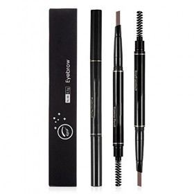 Crayon Sourcil Waterproof – Delalman Eyebrow Pencil Doublure avec Brosse à Sourcil Longue Durée Automatique Rotatoire sans Tr