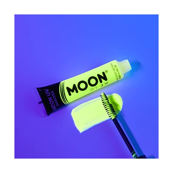 Moon Glow Mascara UV néon | Couleur néon vive, brille sous un éclairage UV | Maquillage néon, jaune foncé, 15 ml paquet de 1