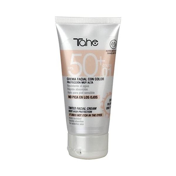 Tahe Crème Solaire pour Visage avec Protection Solaire Couleur SPF50+ 50 ml