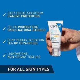 CeraVe Crème Hydratante Visage SPF 30 | 52ml | Crème Visage Jour Hydratante 24h à lAcide Hyaluronique pour Peaux Normales à 