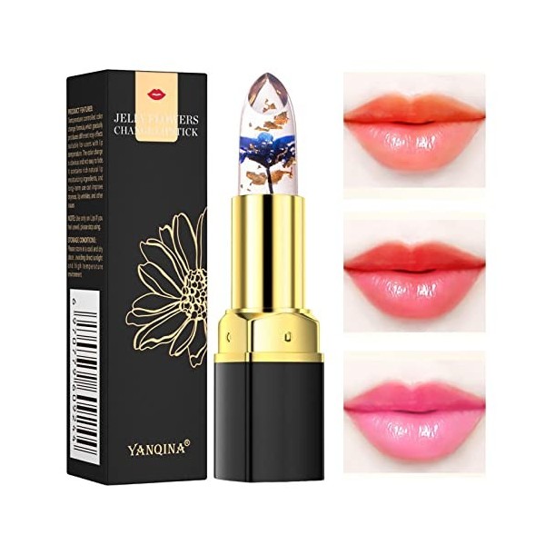 Rouge À Lèvres Jelly Flower Lipstick, Crystal Flower Jelly Rouge À Lèvres Couleur Magic Lipstick, Baume À Lèvres Magique Long