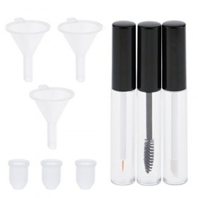 Lot de 3pcs Bouteille Cosmétique Vide à Rechargeable Tube à Mascara Flacon à Eyeliner en Plastique avec pour Voyage, 10ml