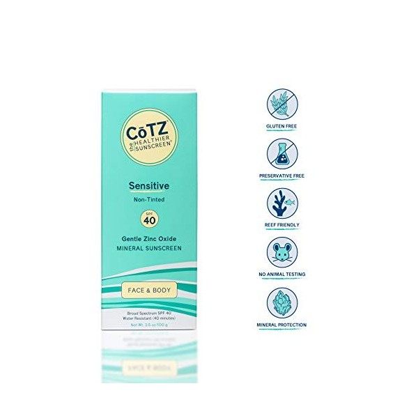 Cotz Spf 40 UVB/UVA Sunscreen for Sensitive Skin, 3.5 Ounce by CoTZ