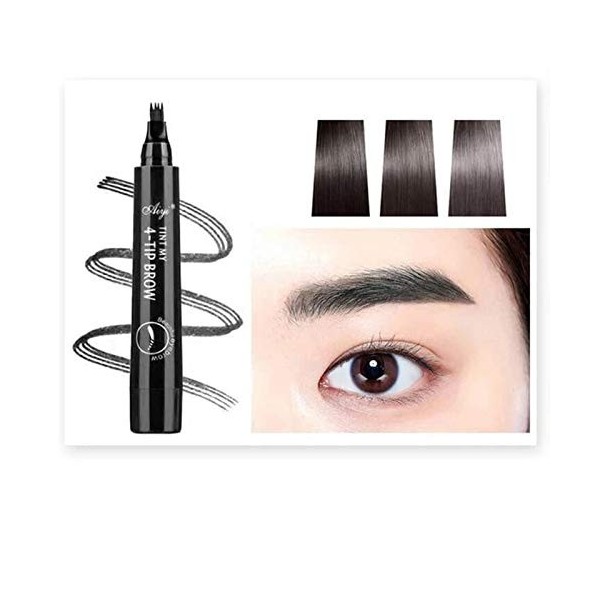 meetgre Tatouage pour Sourcils, Crayon À Sourcils, Stylo À Sourcils avec Quatre Pointes, 4 Couleurs Stylo À Sourcils Étanche 