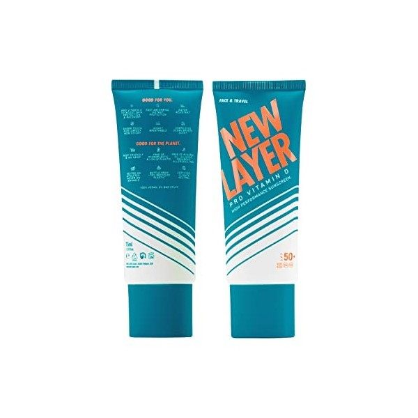 NEW LAYER crème solaire pour le visage | SPF 50+ | Pro Vitamine D | Sans micro-plastique | Sans octocrylène | Résistant à le