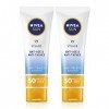 NIVEA SUN Crème visage femme anti-âge & anti-taches FPS 50 2 x 50 ml , crème hydratante visage formule Q10 pour usage quotid