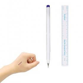 Marqueur Peau, Tatouage Sur Peau Stylo, Stylo Tatouage,Une Seule Tête 1mm, avec Règle, Stylo Marqueur de Beauté Médicale Chir