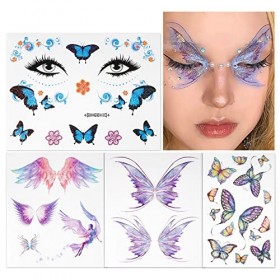 4 Feuilles Tatouages Temporaires Filles Autocollant Sticker Papillon Ailes de Visage Corps Tatouage Personnalisé Décoration B