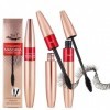 HOUSN Mascara Imperméables, Mascara Longue Tenue, Mascara Volumineux,2 Têtes de Brosse, Mascara 2 en 1 Pour un Effet Allongea