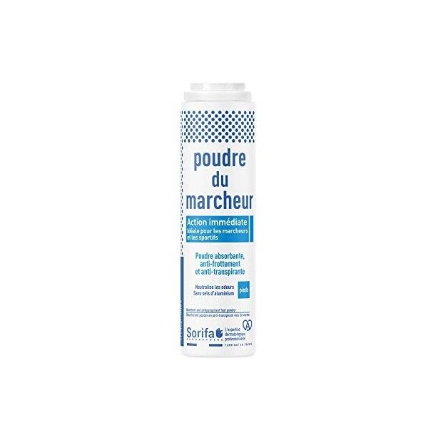 SORIFA - Poudre du Marcheur - Anti-transpirante - Absorbante - Pieds – Réduit la transpiration - Elimine odeurs et mycoses - 