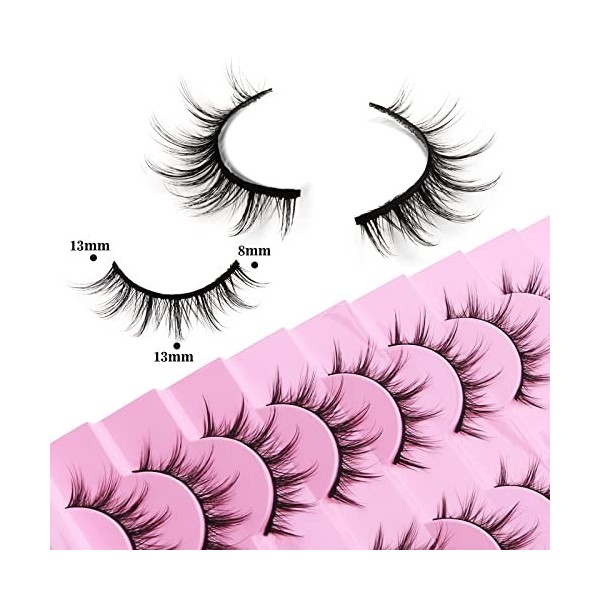 cobee Faux Cils, 10 Paires de Cils Manga Wispy Faux Cils de Vison Aspect Naturel Wispy Anime Lashes Fluffy Spiky Fake Lashes 