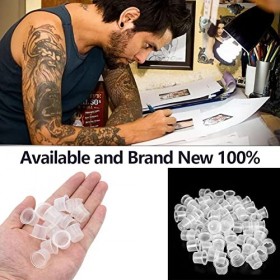 100 PCS De Couleurs De Tatouage Tasses S,Gobelets DEncre De Tatouage,Gobelets Jetables DEncre De Pigment De Tatouage,Capuch