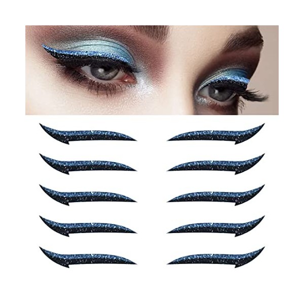 Autocollants Eyeliner Zeayebsr, 5 paires dautocollants Eyeliner bleus, autocollants Eyeliner réutilisables, faciles à appliq
