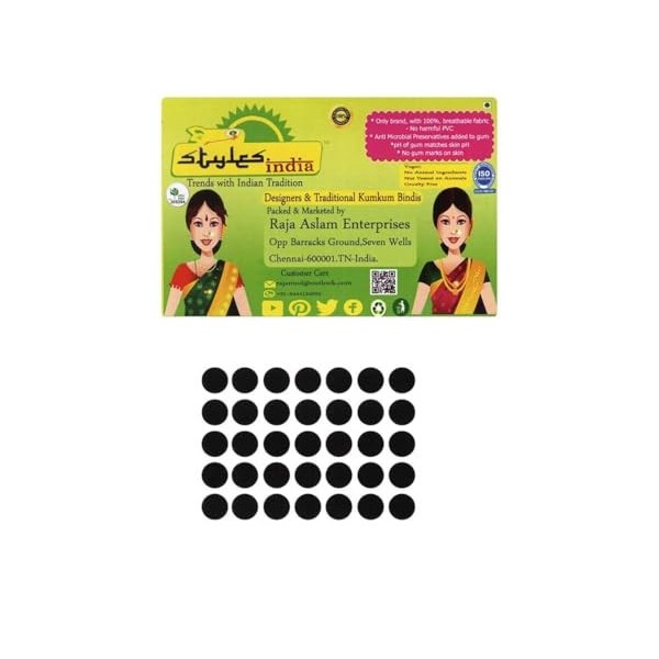 Stylesindia Autocollant Kumkum Spot Bindi Tatouages en tissu respirant nirrite pas la peau, pas de traces de gencives sur la