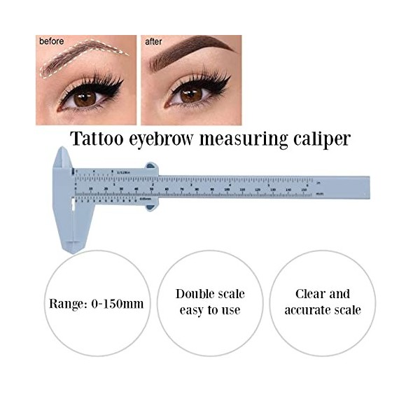 Règle De Pochoir À Sourcils, Pied À Coulisse Réutilisable Pour Mesurer Les Sourcils, Règle De Positionnement Permanente Des S