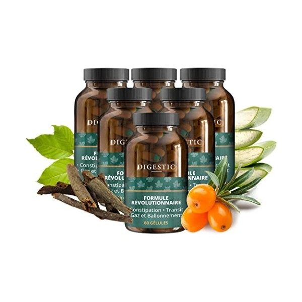 Digestic - Laxatif contre la constipation, 60 capsules, 100% naturel, Nettoie, Detox purifie le colon, Soulage les ballonneme