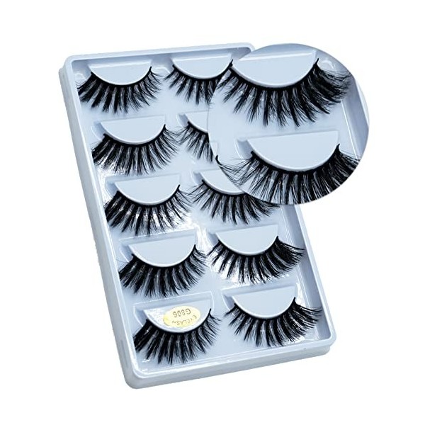 5 Paires 3D Faux Cils Naturels Lashes En ŒIl De Chat Réutilisables Faux Cils De Vison Faits À La Main Cat Eye Lashes Doux Fak