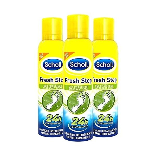 SCHOLL Lot de 3 Flacons de 150 ml Spray Fraîcheur Fresh Step