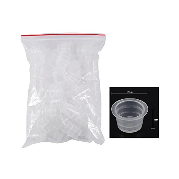 100Pcs / Set Tattoo Ink Cap Tasse Pot Moyen Grand En Plastique Microblading Pigment Accessoires Titulaire M 