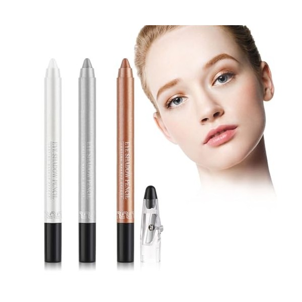 Eyeshadow Stick,3PCS Stylo Surligneur Fard à Paupières,Ombre à Paupières Stick,Fard à Paupières Crayon,Fard à Paupières en St