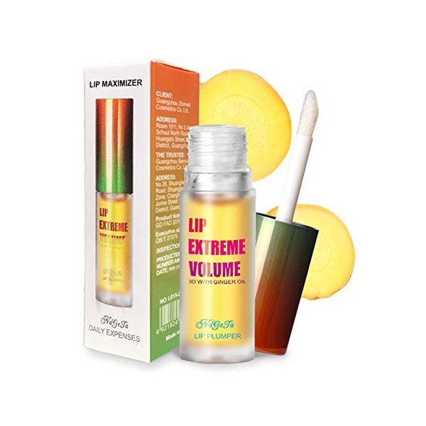 GL-Turelifes Lip Plumper Lip Gloss, Ginger Mint Lip Balm Plumper Lip Extreme Volume, Enhancer Hydrated Lips, Hydrate, élimine