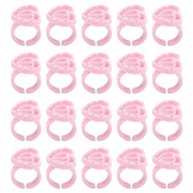 RTRTGS 20 pièces Colle Bagues pour Cils Extensions,cils colle support conteneur jetable, en plastique anneaux plateau pour Ex