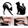 Lot de 2 pochoirs pour eyeliner en forme de chat en PVC mat pour fard à paupières