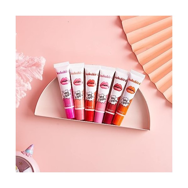 Kukubird 6pcs Lip Tattoo Peel & Reveal Gloss à Lèvres Imperméable Teinte à Lèvres Femme Fille Maquillage Beauté