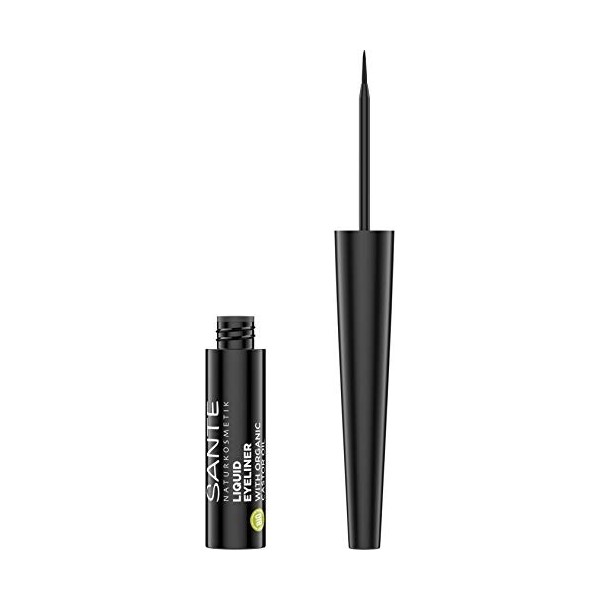 Sante Naturkosmetik Liquid Eyeliner 01 Crayon à paupières liquide noir Pointe fine spéciale maquillage naturel Vegan 3,5 ml