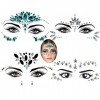 Strass Visage Coachella, 4PCS Strass Autocollant Visage, Strass Visage Festival, Paillettes de Pierres Précieuses pour Le vis