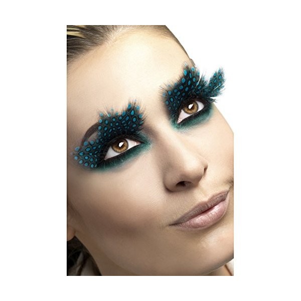 Eyelashes, Large Feather with Aqua Dots