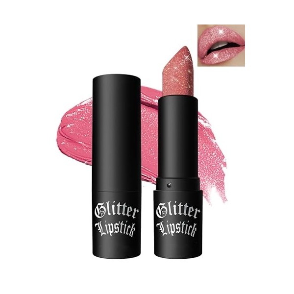 Rouge à Lèvres Mat Pailleté Métallique-Très Pigmenté et Chatoyante Matte Gloss, Brillant Rouges à Lèvres Longue Tenue Résista