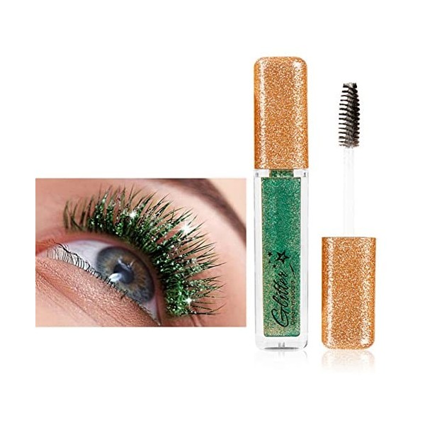 Hocossy Mascara couleur imperméable à l’eau étincelant, Mascara Diamant Coloré Nacre Paillettes, Mascara Charme Longue Durée 