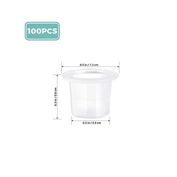 Healifty 100 Pieces Tattoo Cups Disposable Tattoo Cap Tattoo Colour Caps Pigment Cups Permanent Eyelashes Makeup Eyebrows 8 m