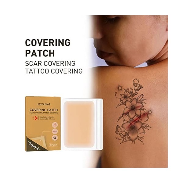 Povanjer 6pcs Tattoo Cover Up Sticker, Patch Ultra-Mince, Protection pour Tatouage, Ruban Respirant pour Tatouage et Imperfec