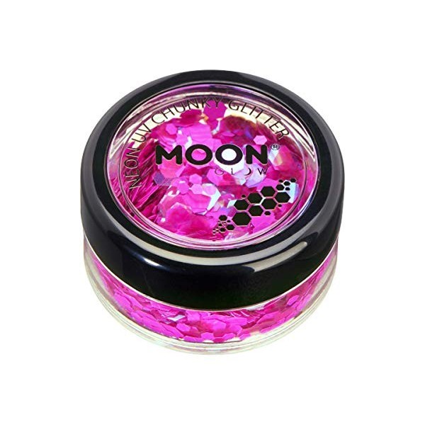 Moon Glow Neon Magenta Pink UV Chunky Glitter