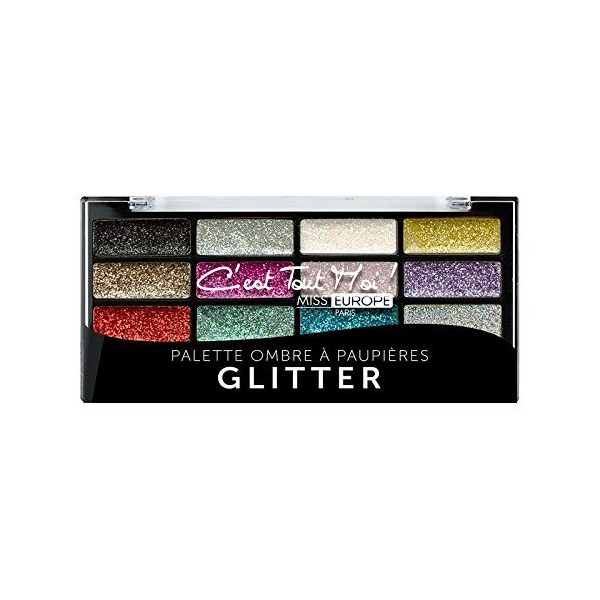 Palette ombre à paupières glitter, 12 couleurs pailletées/Angie / Miss Europe cest tout moi