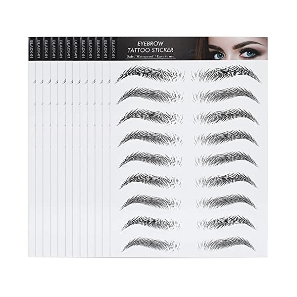 Molain Lot de 12 feuilles dautocollants 4D pour sourcils Étanches et durables Longue durée 132 paires Style classique