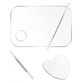 DARENYI Palette de maquillage en acrylique + Spatule + Palette Nail Art en acier inoxydable, Set doutils de mélange cosmétiq