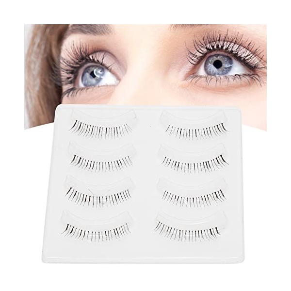 Faux cils inférieurs, 4 paires professionnel doux mat faux cils inférieurs vers le bas greffage de cils outil de maquillage