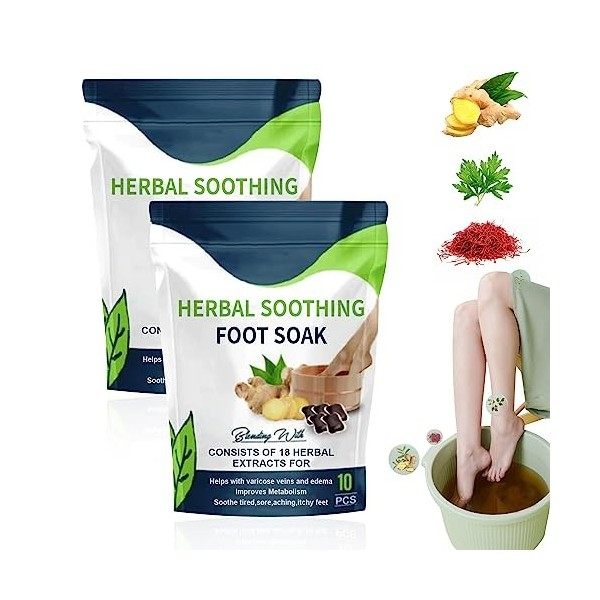 Foot Soak Beads, Bain de Pieds Herbal Foot Cleansing Soak, 2 Pack Perles de Désintoxication pour les Pieds à Base de Plantes,