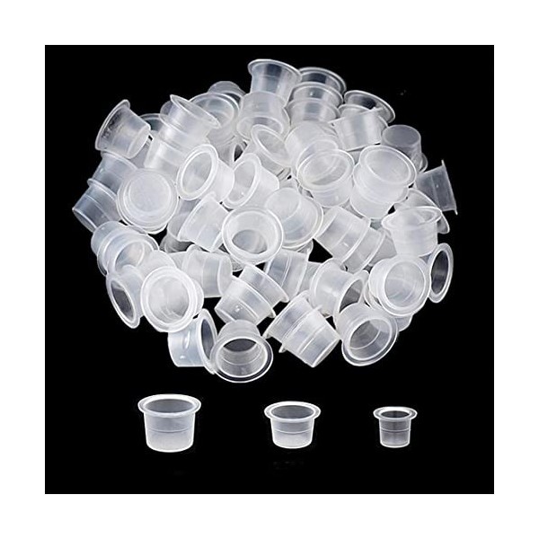 LIUJZZJ 90 Pièces Cup Tatouage Porte Colle Plastique pour Extension de Cils Accessoires Matériel Tatouage pour Nail Art