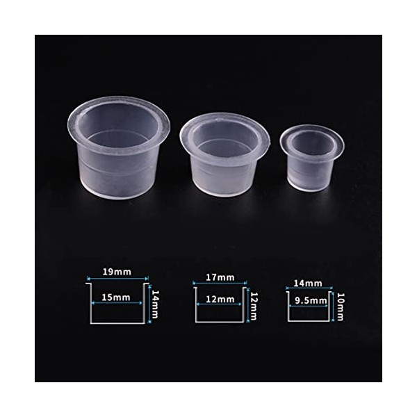 LIUJZZJ 90 Pièces Cup Tatouage Porte Colle Plastique pour Extension de Cils Accessoires Matériel Tatouage pour Nail Art