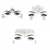 3 Ensembles de Gemmes de visage, Strass Autocollant, Tatouage Temporaire Strass Visage, Tatouage de Bijoux de Visage de Sirèn