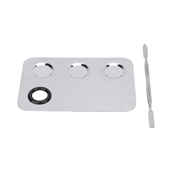 Plaque de Mélange de Maquillage Professionnelle de Forme Rectangulaire avec Spatule, Palette en Acier Inoxydable pour Mélange