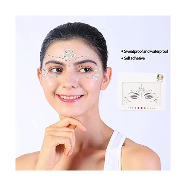 Autocollant Strass Maquillage, Gemmes de Visage Femmes Tatouage Temporaire Strass Visage pour Maquillage Festival, Pour Carna