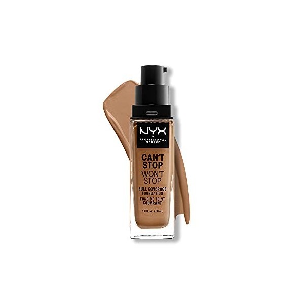 NYX Professional Makeup Fond de Teint Liquide Couvrant Tenue 24h Cant Stop Wont Stop, Waterproof, Fini Mat, Teinte : Neutra